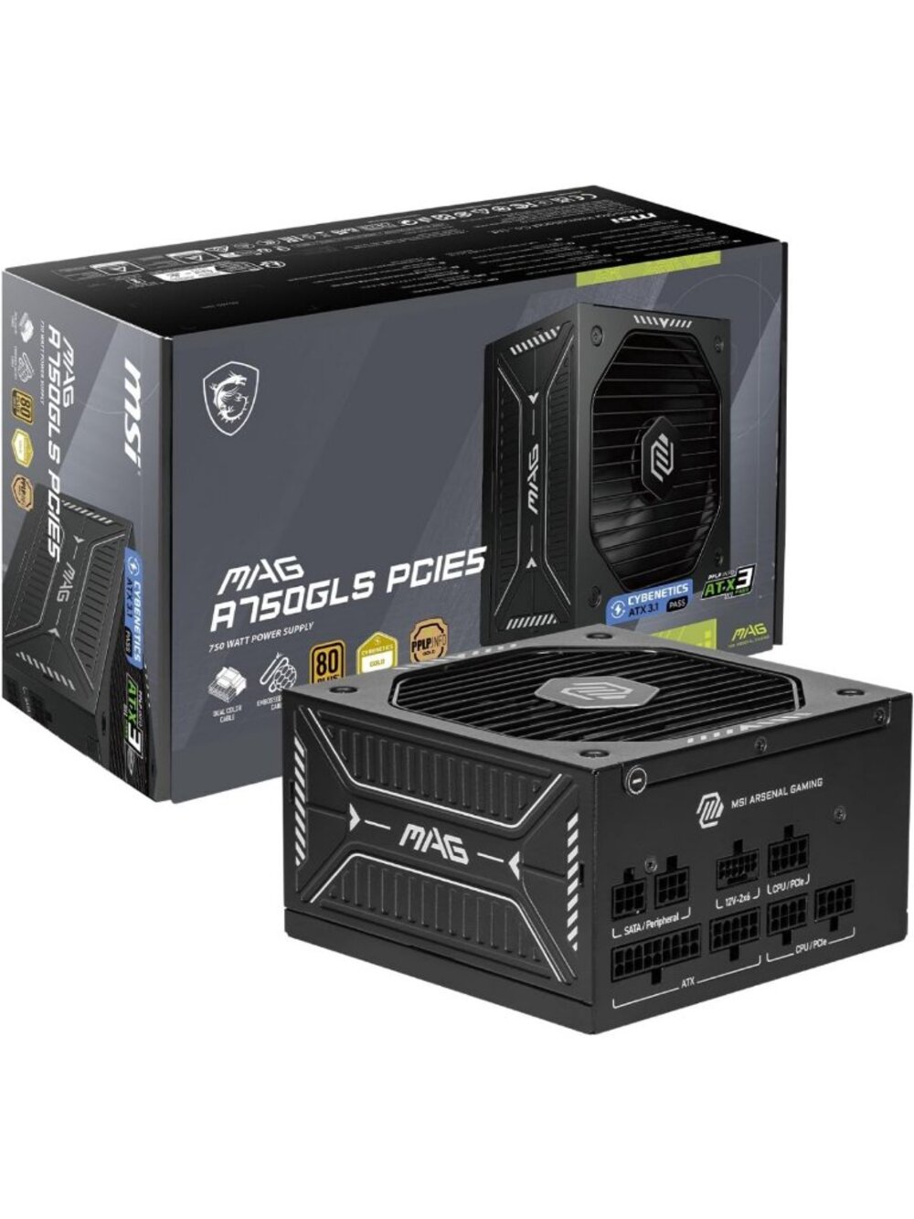 Compact 750W Fully Modular Gaming Power Supply, 80+ Gold, ATX 3.1, Low-Noise